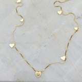 Long Necklace with Little Hearts, 18k Gold Filled