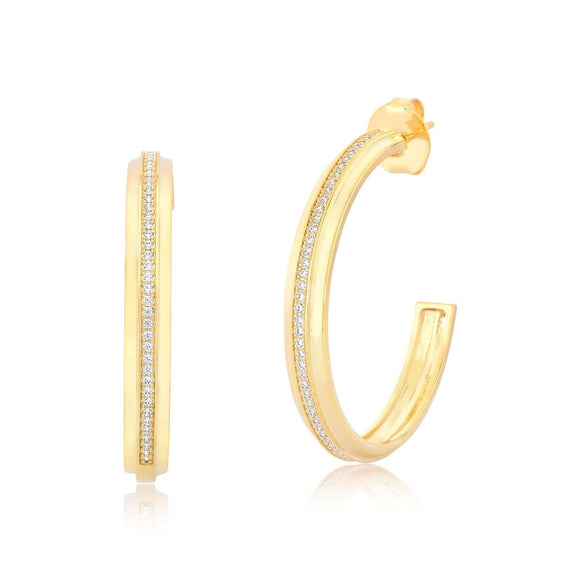 Zirconia Hoop Earrings, 18k Gold Filled