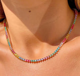 Colourful Crystal Riviera Necklace, 18k Gold Filled