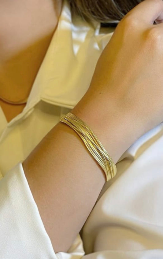 Crossover Gold Bracelet, 18k Gold Filled