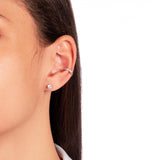Zirconia Ear Cuff, White Rhodium, Single, No Piercing