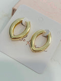 Oval Triangle Hoop Earrings, 18k Gold Filled