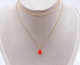 Zirconia and Orange Gem Pendant Necklace, 18k Gold Filled