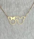 Minnie & Mickey Necklace, 18k Gold Filled