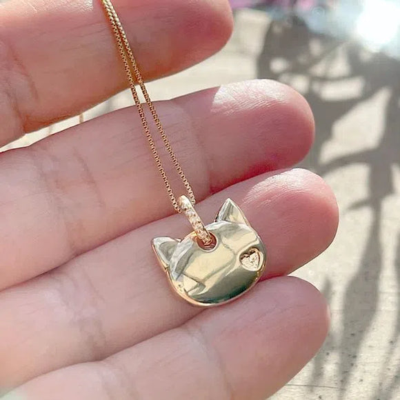 Cat Love Pendant Necklace. 18k Gold Filled