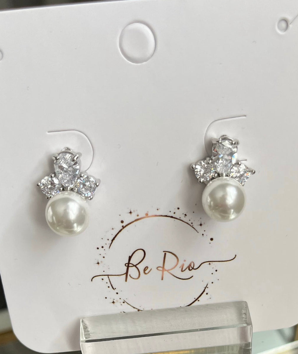 Pearl and zirconia on sale earrings