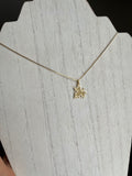 Zirconia Maple Leaf Necklace, 18k Gold Filled