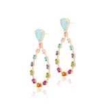 Colourful Gemstones Drop Earrings, 18k Gold Filled