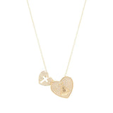 Zirconia Heart Scapular, 18k Gold Filled