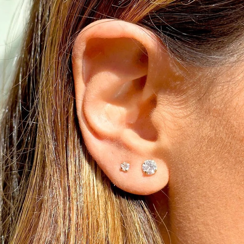 Gold crystal stud earrings clearance