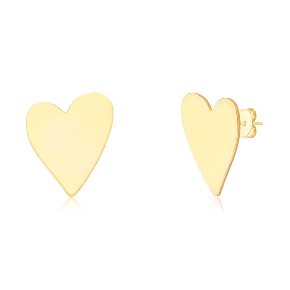 Heart Stud Earrings, 18k Gold Filled