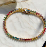 Colourful Crystal Riviera Bracelet, 18k Gold Filled