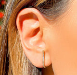 White Zirconia Ear Hook Stud Earrings, 18k Gold Filled