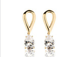Beautiful Drop & Crystal Stud Earrings, 18k Gold Filled