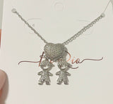 Boy & Boy Pendant Necklace, White Rhodium