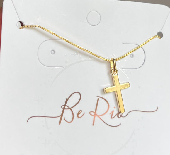 Small Cross Necklace, 18k Gold Filled