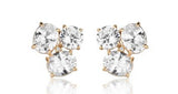 Three Crystals Stud Earrings, 18k Gold Filled