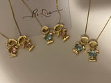 Boy & Boy Crystal Pendant Necklace, 18k Gold Filled