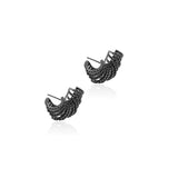 Black Zirconia Endless Hoops Stud Earrings, Black Rhodium