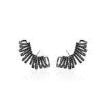 Black Zirconia Endless Hoops Stud Earrings, Black Rhodium