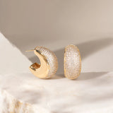 Zirconia Large Hoop Stud Earrings, 18k Gold Filled