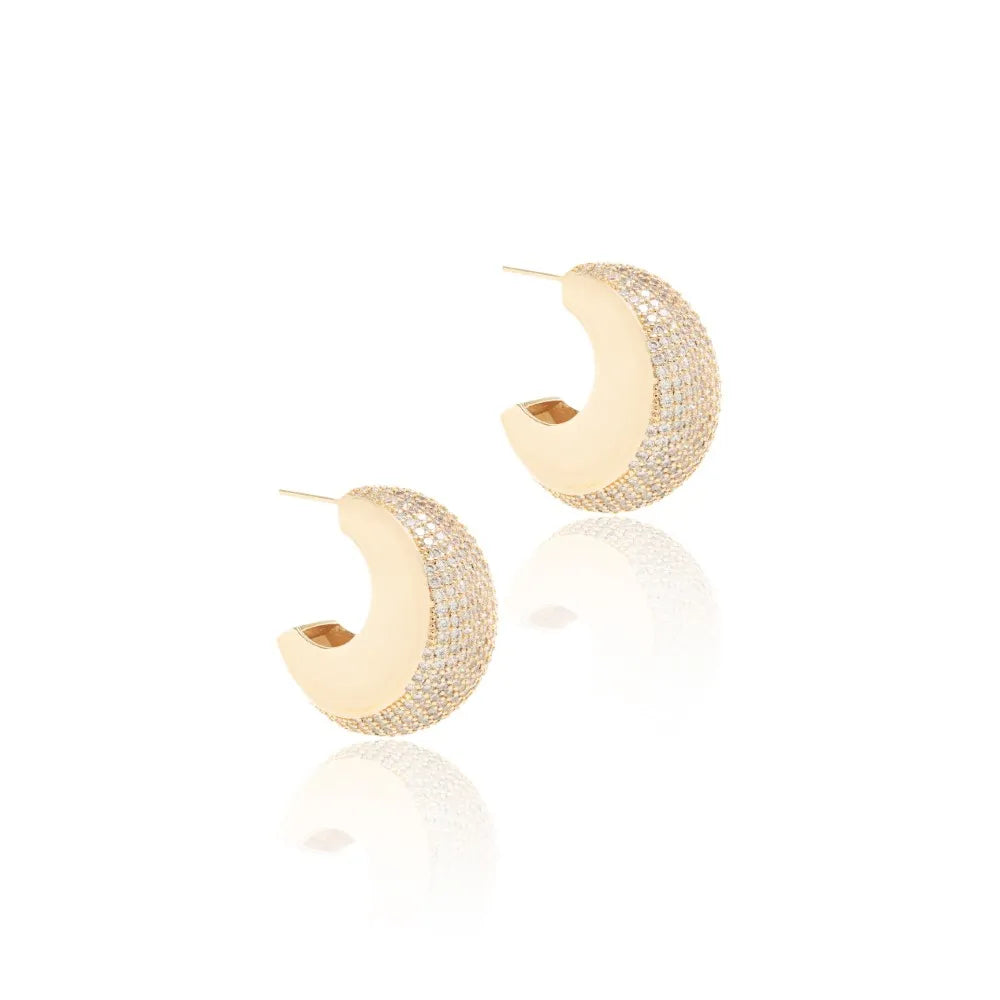 Zirconia Large Hoop Stud Earrings, 18k Gold Filled – Be Rio