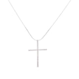 Our Lady & Cross Necklace, White Rhodium
