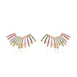 Colourful Zirconia Endless Hoops Stud Earrings, 18k Gold Filled