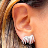 Zirconia Endless Hoop Stud Earrings, White Rhodium