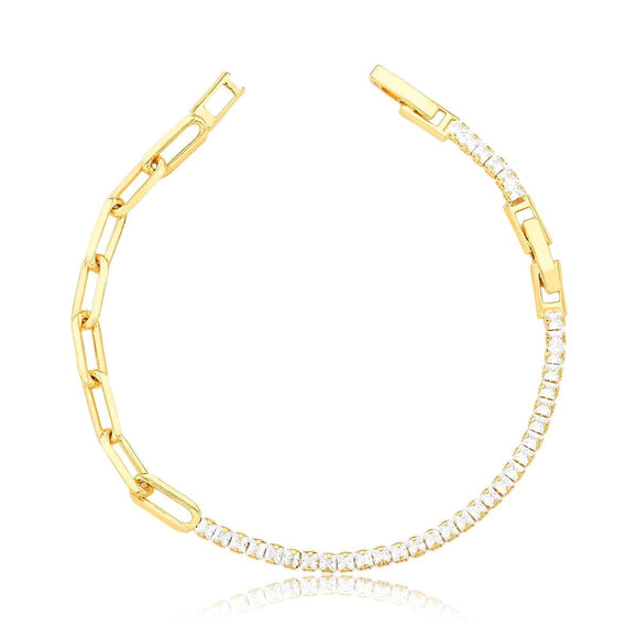 Riviera and Chain Bracelet, 18k Gold Filled