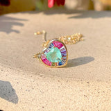 Colourful Gemstone Heart Necklace, 18k Gold Filled