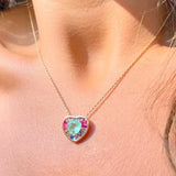 Colourful Gemstone Heart Necklace, 18k Gold Filled