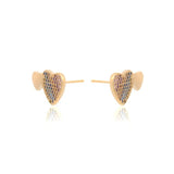 Colourful Zirconia Double Heart Stud Earrings, 18k Gold Filled