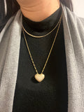 Zirconia Studded Heart Necklace, 18k Gold Filled.