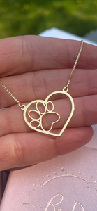 Heart Paw Necklace. 18k Gold Filled