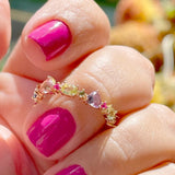 Colourful Heart Gemstone Ring, 18k Gold Filled
