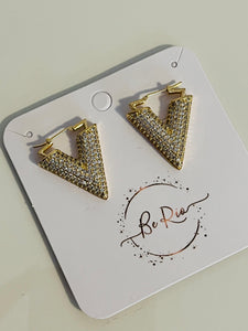Triangle Zirconia Hoop Earrings, 18k Gold Filled
