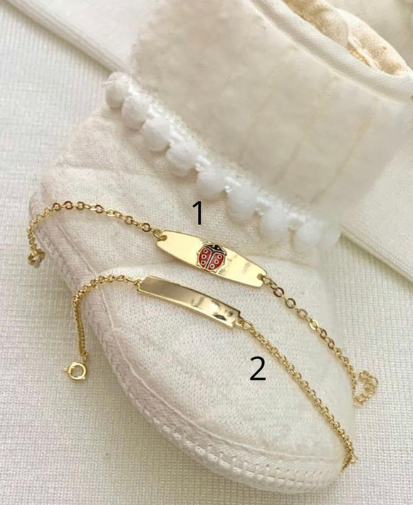 Ladybug Small Bracelet for Baby, 18k Gold Filled