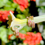Colourful Zirconia Trio Hoop Earrings, 18k Gold Filled
