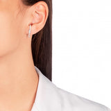 Zirconia Mini Ear Hook, Stud Earrings, White Rhodium