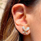 Zirconia Butterfly Stud Earrings, 18k Gold Filled