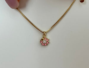 Pink Flower Girl Bracelet, 18k Gold Filled
