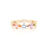 Colourful Heart Gemstone Ring, 18k Gold Filled