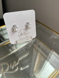 Crystal and Pearl Stud Earrings, White Rhodium