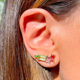 Gemstone Ear Cuff Earrings, 18k Gold Filled