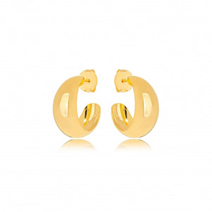 Rounded Hoop Stud Earring, 18k Gold Filled
