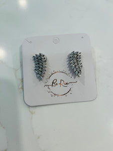 Crystal Wing Earrings, White Rhodium.