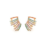 Colourful Zirconia Endless Hoops Stud Earrings, 18k Gold Filled