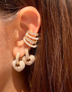 Pearl & Crystal Ear Cuff, 18k Gold Filled