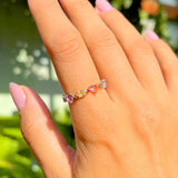 Colourful Heart Gemstone Ring, 18k Gold Filled